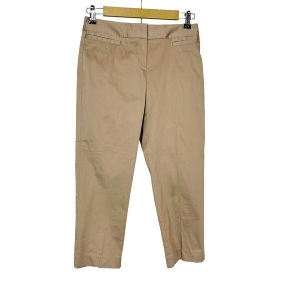 Lafayette 148 New York Womens Tan Trousers sz 0 Ankle Straight Crop Dress Pants
